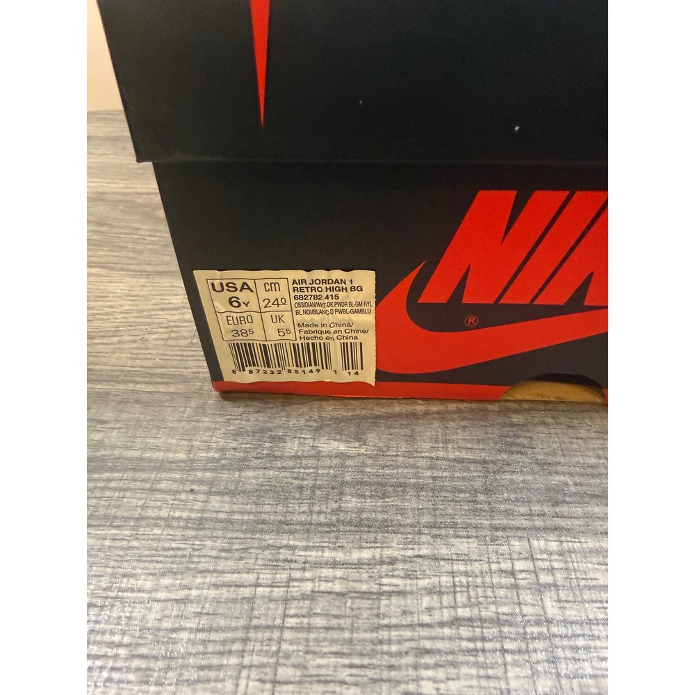 Nike Air Jordan 1 Retro High BG Obsidian Navy Blue Denim 682782-415 Kids 6Y
